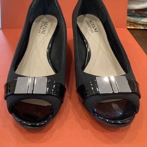 Alfani Flex Step Open Toe Wedge Heels - Black